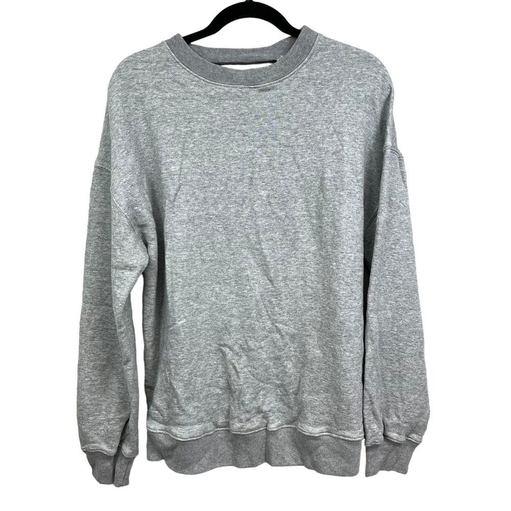 Callipygian Womens Fleece Sweatshirt Crew Neck Open Tie Back Grey Size S*
